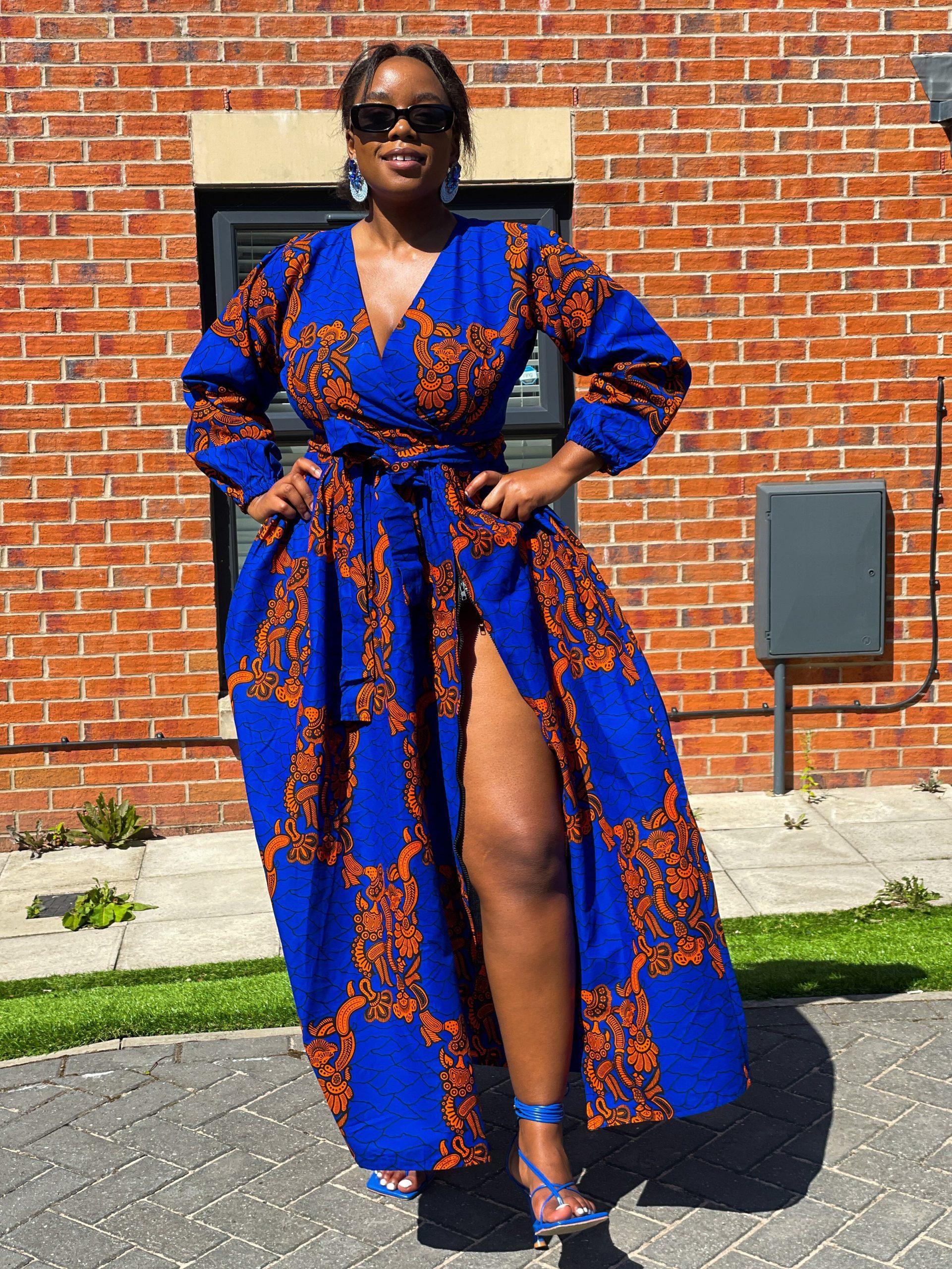Bekky Ankara Maxi Dress | Blue and Orange African Print – M.A.DKollection